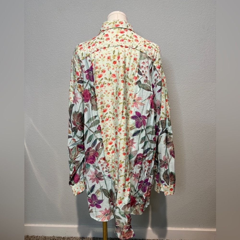POL Floral Button Down Shirt - Pink and Green - Picture 5 of 6
